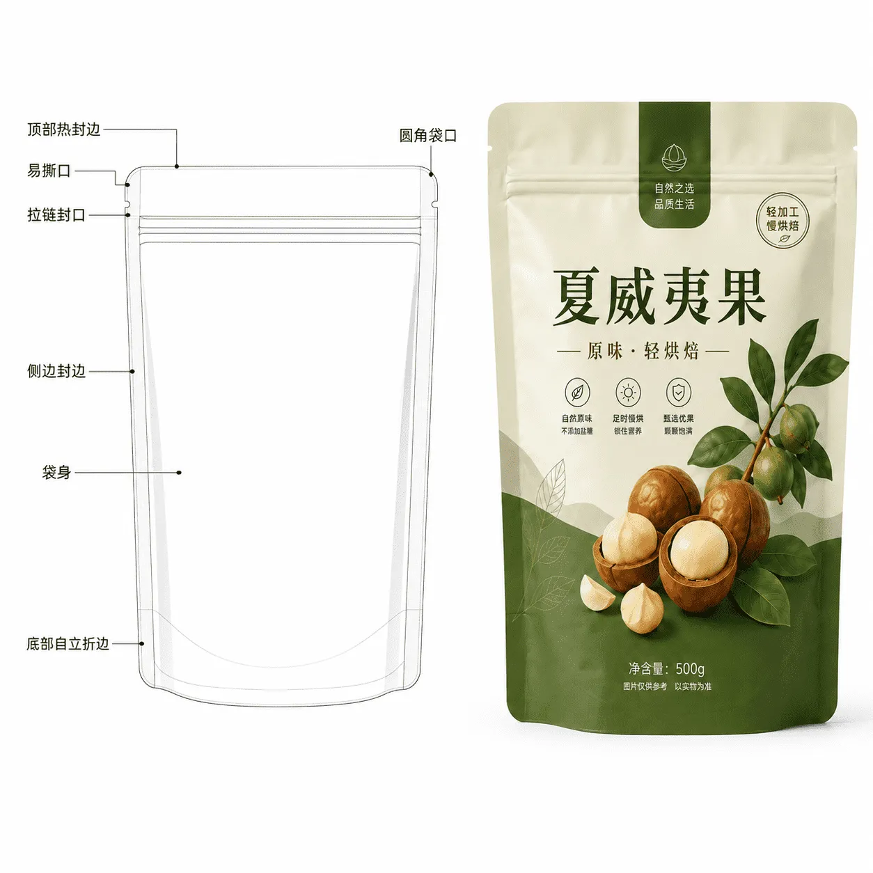 夏威夷果自立二线稿