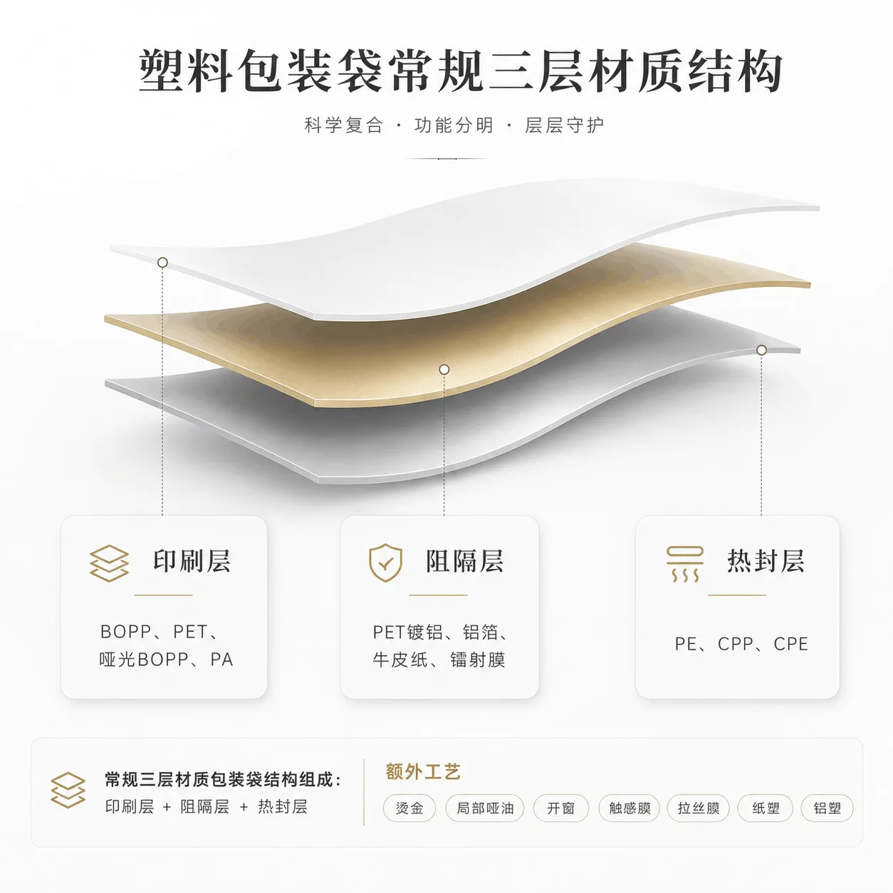 塑料包装袋常规三层结构