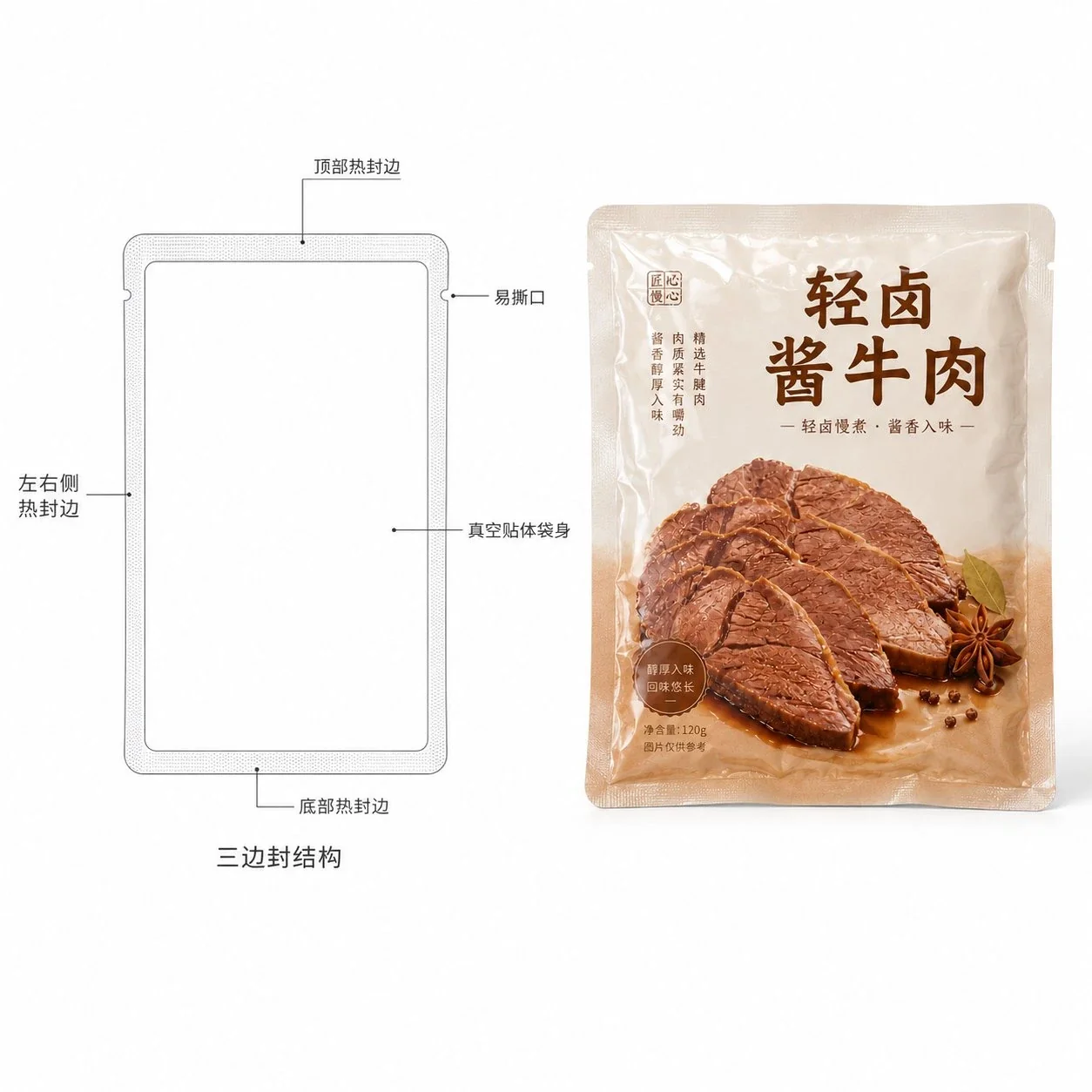 酱牛肉真空包装袋定制 食品级三边封卤味肉制品包装袋厂家 - 图片 4