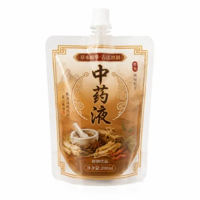 Stand-up spout pouch for Chinese herbal liquid packaging