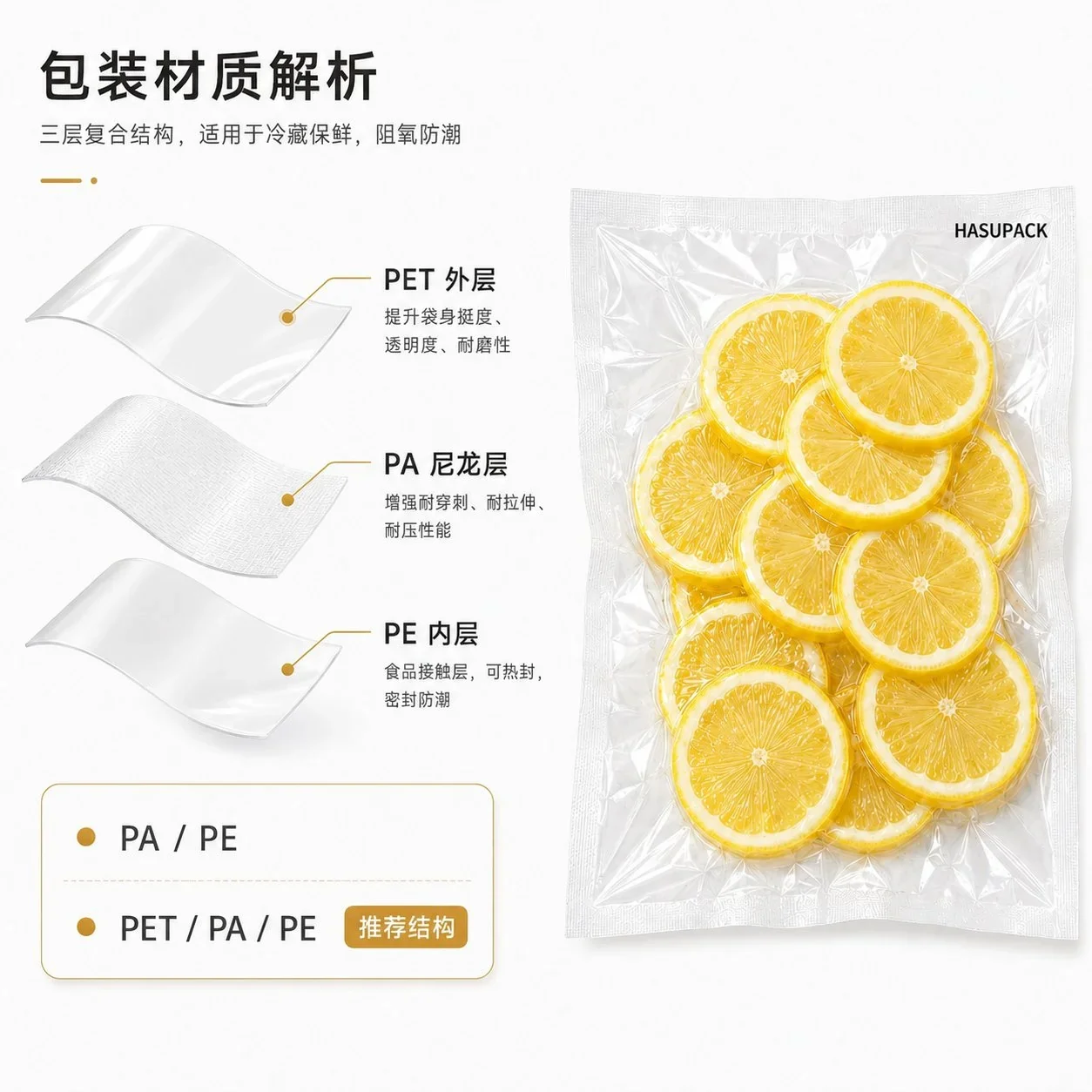 水果切片真空包装袋定制 柠檬片蔬菜切片食品级透明真空袋厂家 - 图片 4