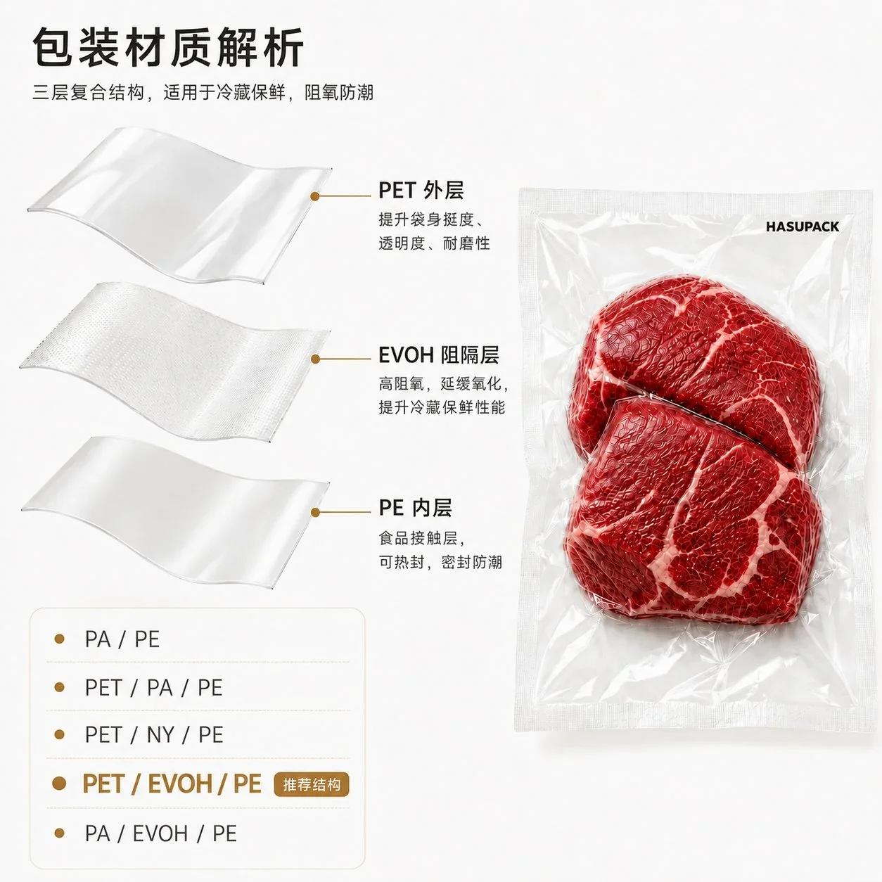 肉类真空包装袋 牛肉鸡肉海鲜冷冻食品高阻隔保鲜袋定制 - 图片 5