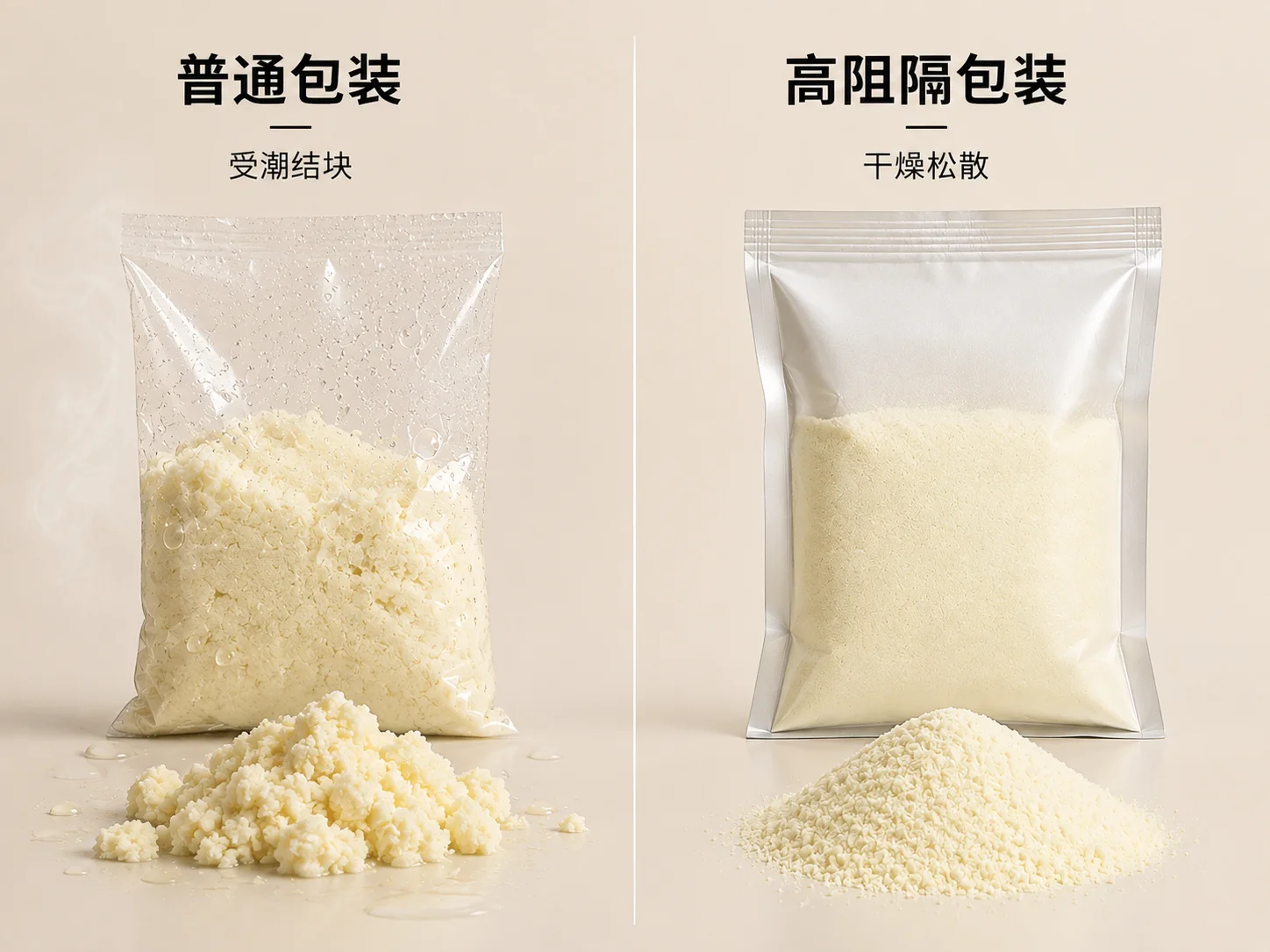 乳制品包装 受潮对比