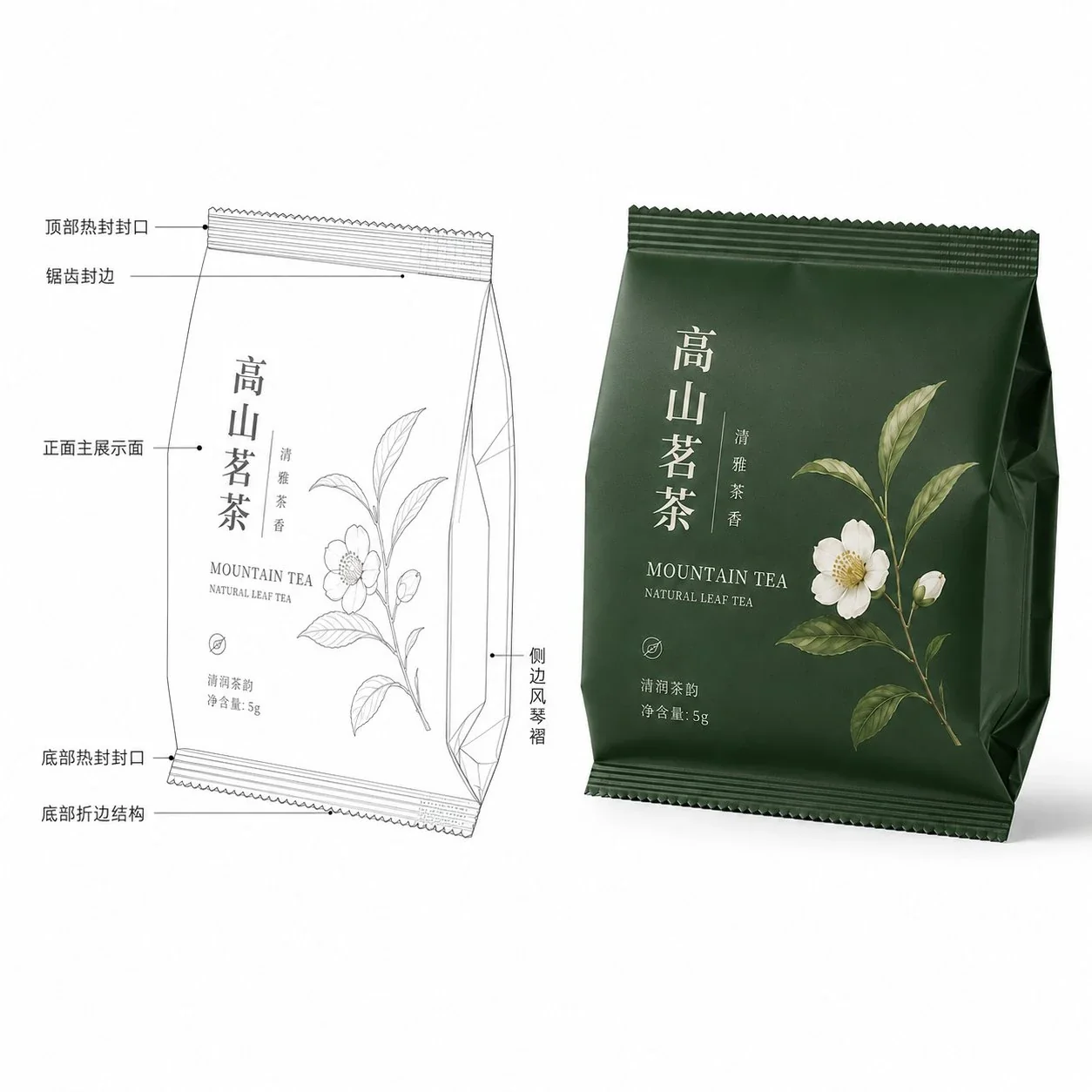 茶叶包装袋 定制侧封风琴袋 零食坚果糖果巧克力咖啡豆包装袋 - 图片 5