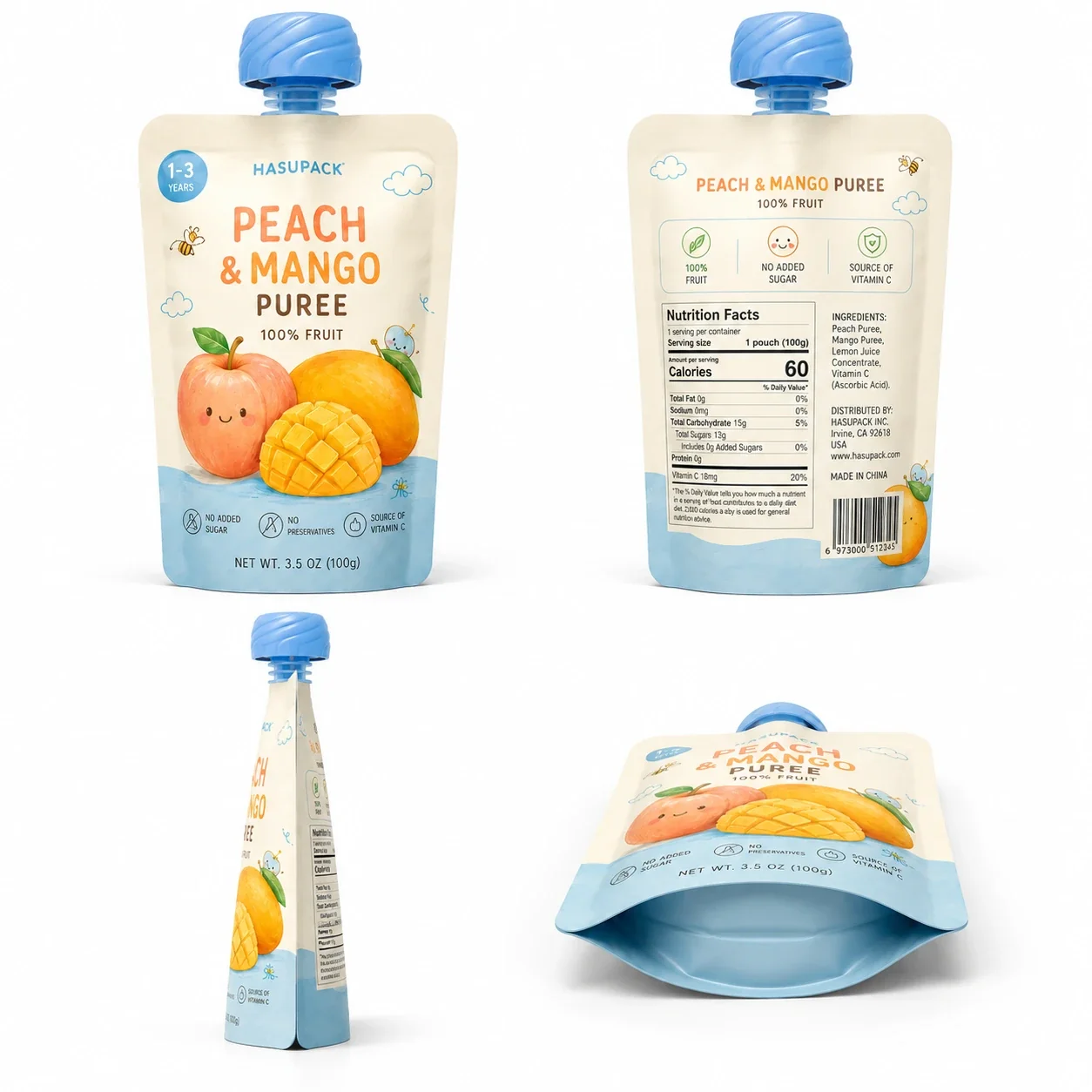 食品级121℃高温蒸煮果泥吸嘴袋定制 BPA无铝箔高阻隔婴儿辅食自立吸嘴袋 - 图片 5