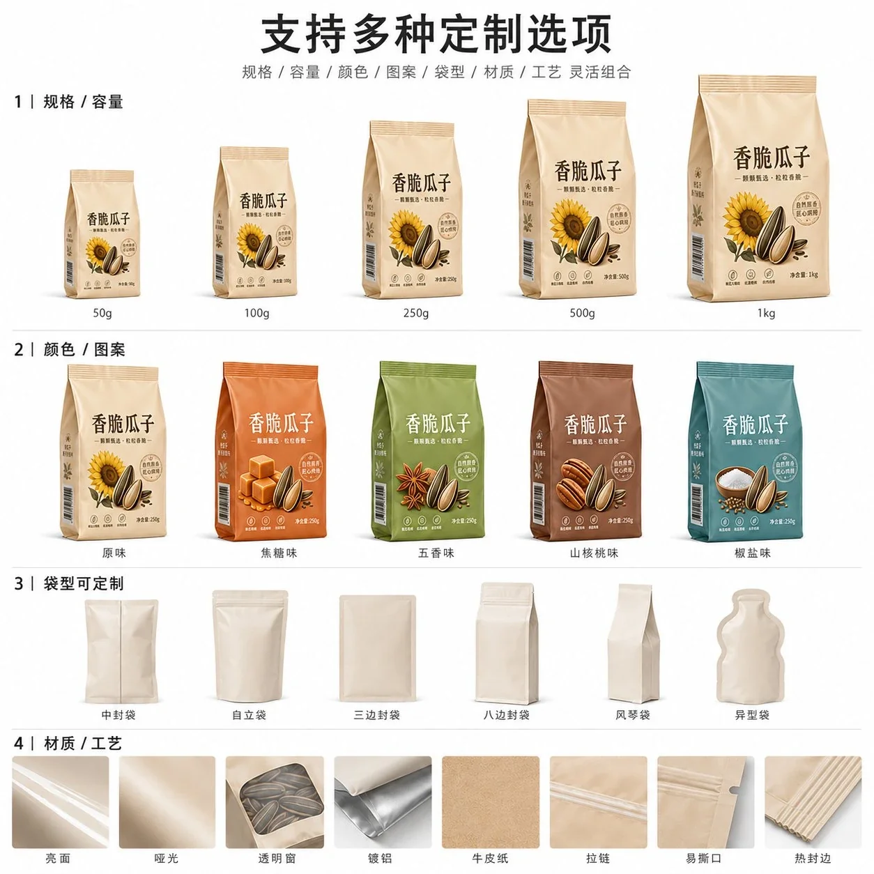 瓜子包装袋 零食包装袋 坚果咖啡豆巧克力豆包装袋 - 图片 7