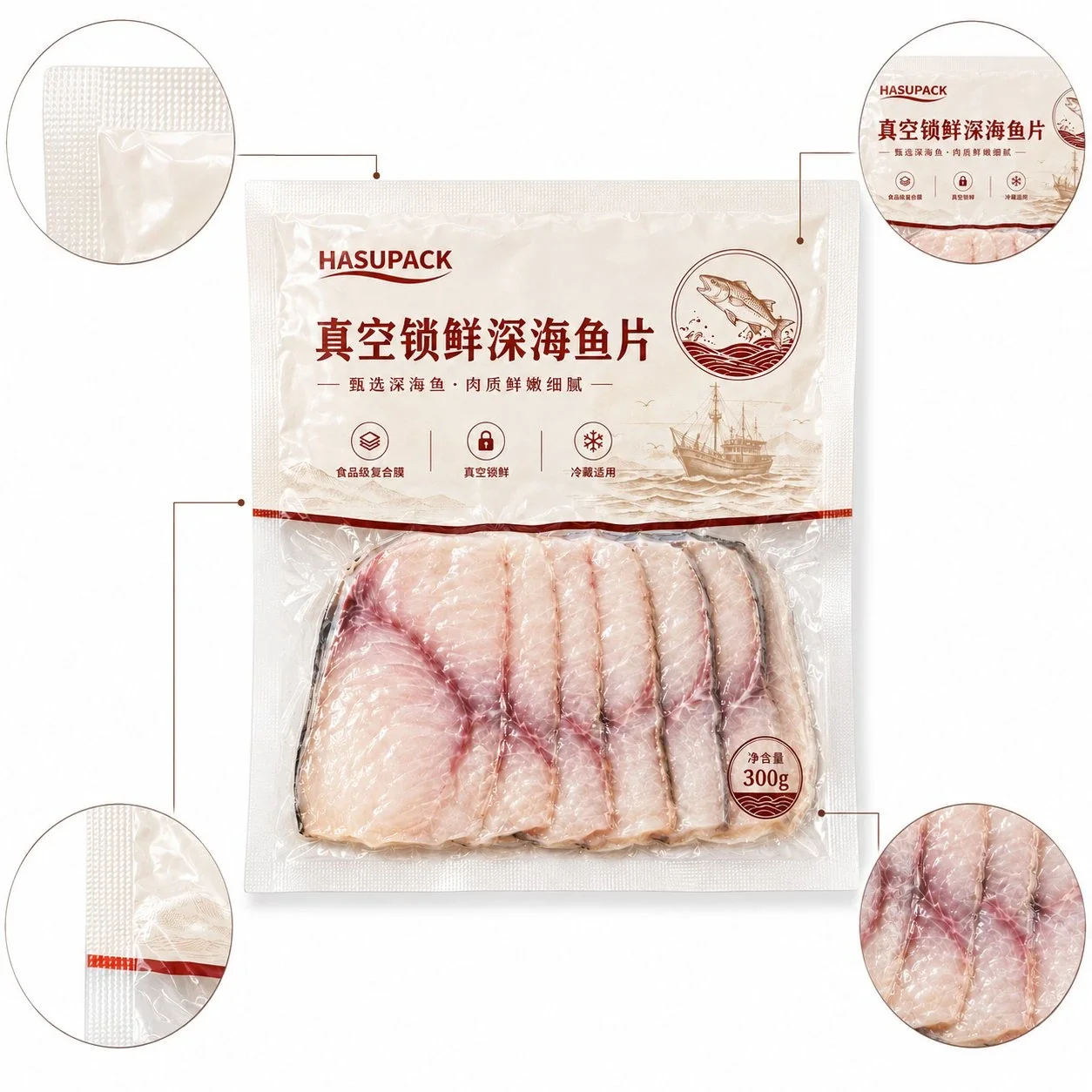 食品真空包装袋定制 鱼片海鲜熟食生鲜肉类冷冻包装袋厂家 - 图片 5