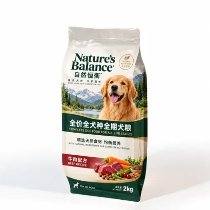 狗粮四边封袋 拉链侧风琴包装主视图