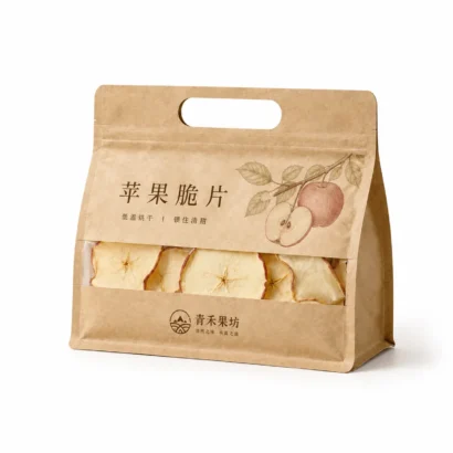 Dried apple chips stand up pouch main view
