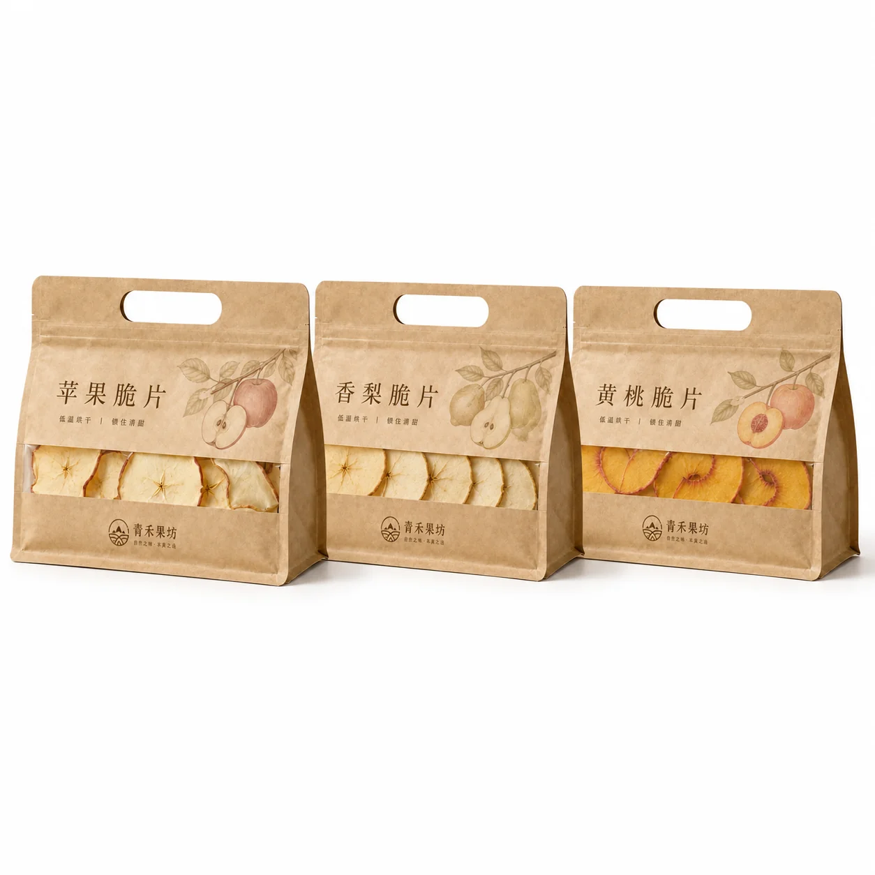 Dried apple packaging bag series display