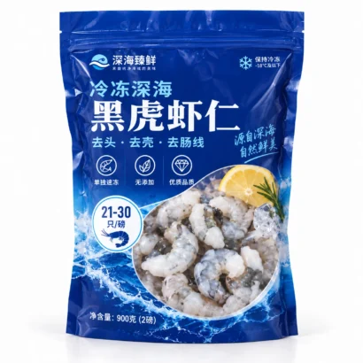 冷冻虾包装袋 拉链自立袋 主视图