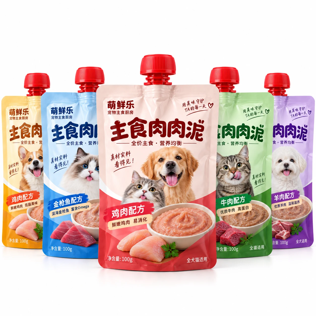 宠物肉泥包装袋 多口味系列展示
